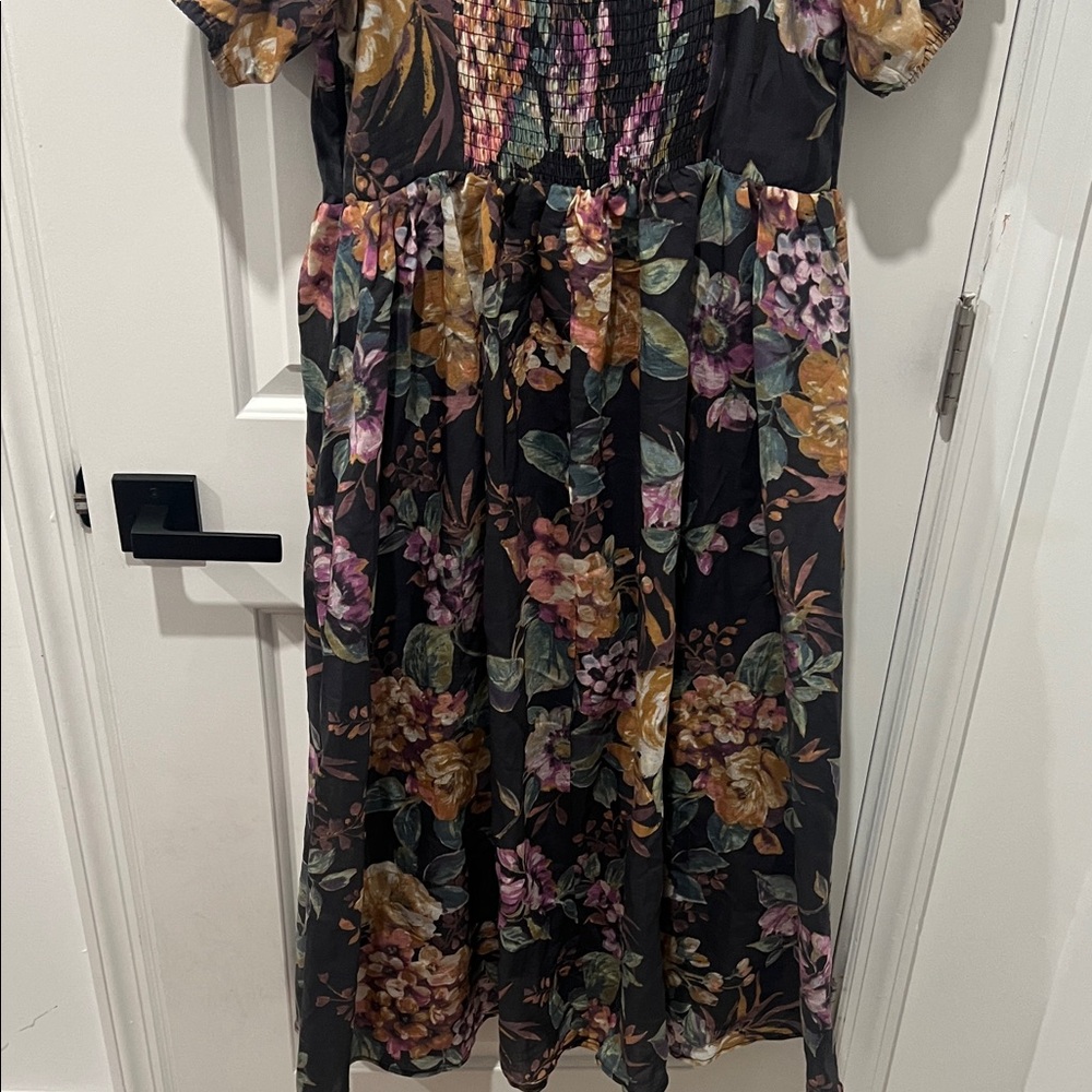 Lulu's Black Floral Midi Dress with Pastel Blooms - Picture 12 of 12